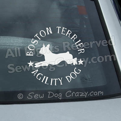 Boston Terrier Agility Car Window Stickers