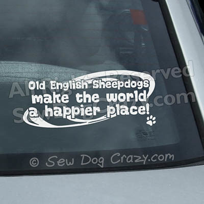 Old English Sheepdog Car Window Stickers