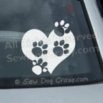 Paw Prints on Heart Window Stickers