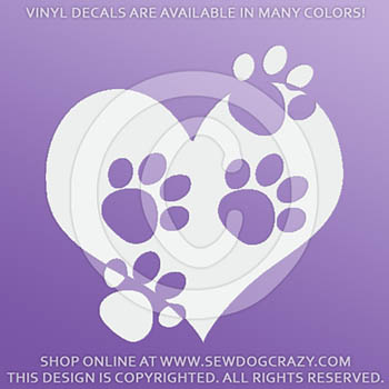 Paw Prints on Heart Decal