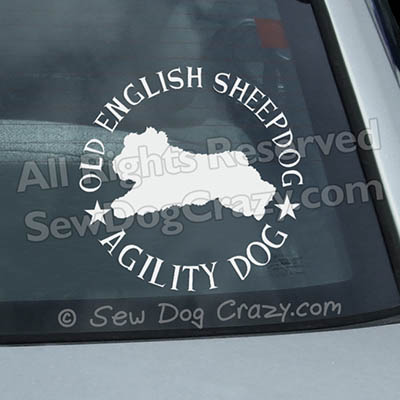 Old English Sheepdog Agility Car Window Stickers