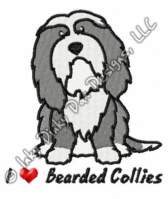 Cartoon Bearded Collie Embroidery