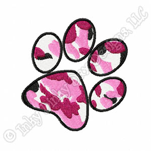 Pink Urban Camo Pawprint Embroidery