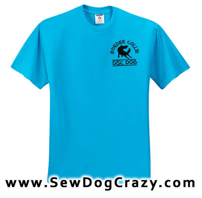 Embroidered Border Collie Disc Dog Tees