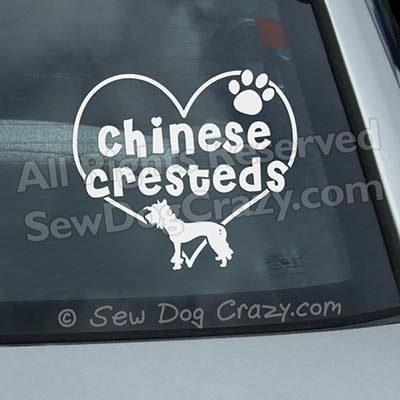 Love Chinese Cresteds Car Window Stickers