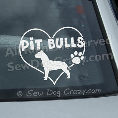 Love Pit Bulls Car Window Stickers
