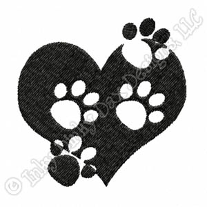 Paw Prints on Heart Embroidery