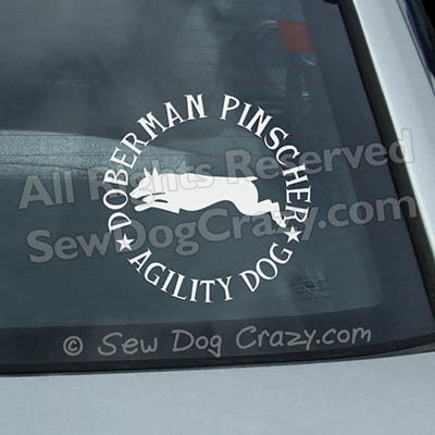 Doberman Agility Car Window Sticker