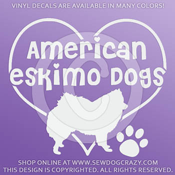 Love American Eskimo Dogs Vinyl Stickers