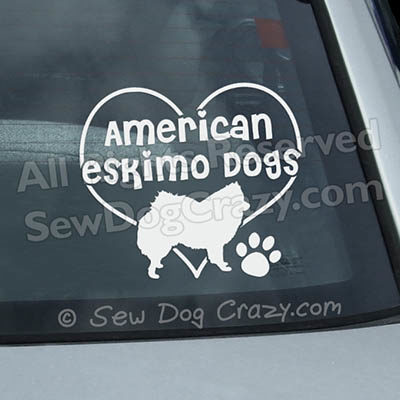 Love American Eskimo Dogs Window Stickers