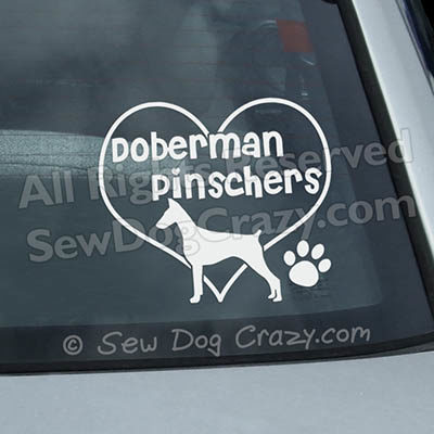 Love Dobermans Window Stickers