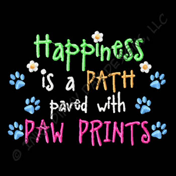 Happiness Paw Prints Embroidery