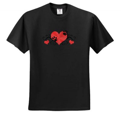Embroidered Dogs Leave Paw Prints On Our Hearts TShirt