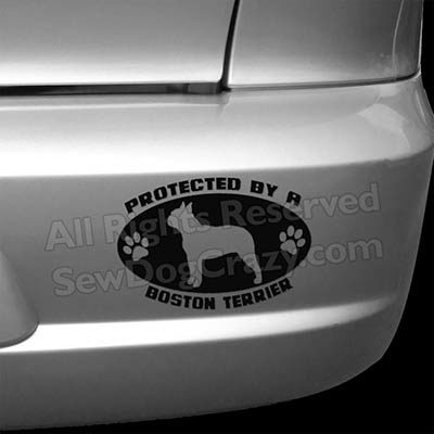 Protected by a Boston Terrier Car Stickers