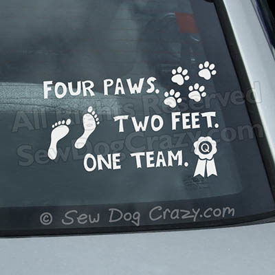 Four Paws Two Feet One Team Car Window Sticker