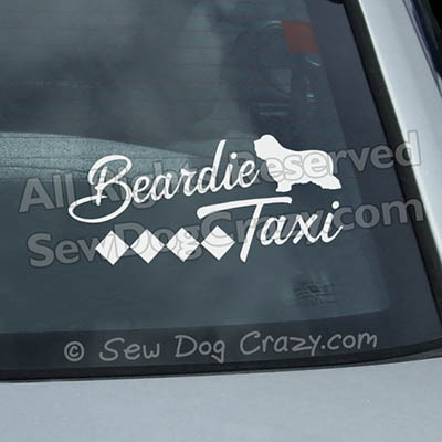 Bearded Collie Taxi Window Sticker