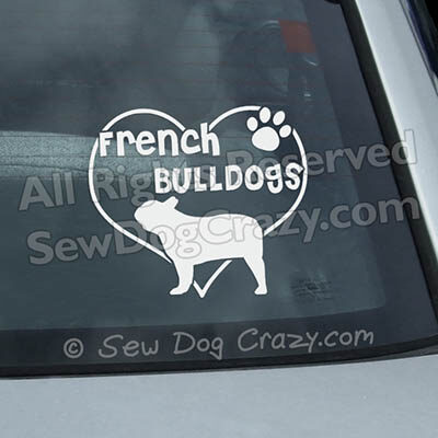 Heart French Bulldogs Car Window Stickers