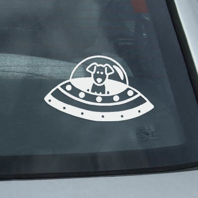 UFO Dog Vinyl Stick Figure Sticker