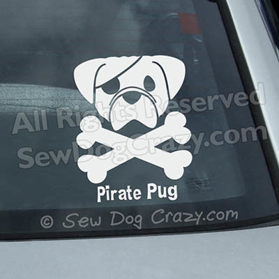 Pirate Pug Window Stickers