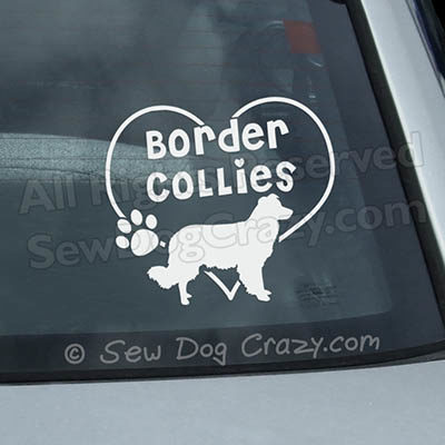 I Love Border Collies Car Window Sticker