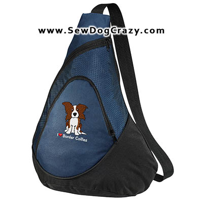 Embroidered Border Collie Bags