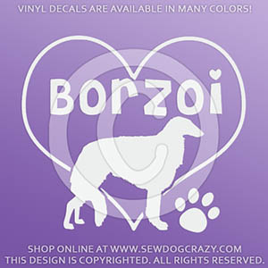 Love Borzoi Vinyl Stickers