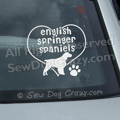 Love English Springer Spaniels Window Stickers