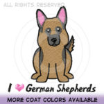 Embroidered Cartoon German Shepherd Shirts