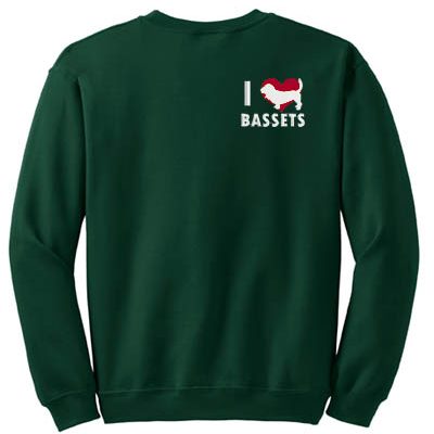 I Love Basset Hounds Embroidered Sweatshirt