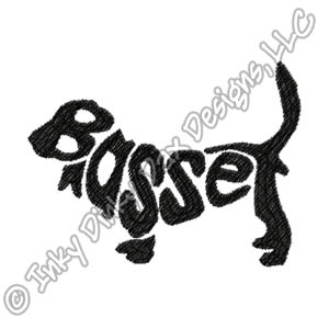Basset Hound Word Silhouette Embroidery