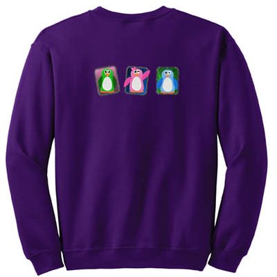 Colorful Penguin Embroidered Sweatshirt