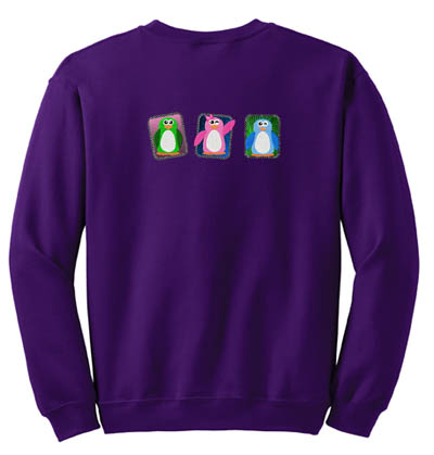 Colorful Penguin Embroidered Sweatshirt