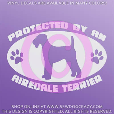 Protected by an Airedale Car Decal
