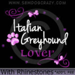 Rhinestones Embroidered Italian Greyhound Shirts
