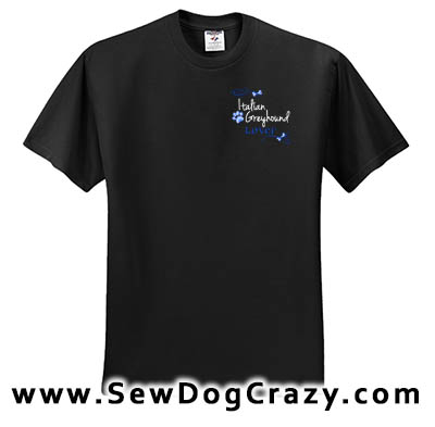 Embroidered Italian Greyhound TShirts