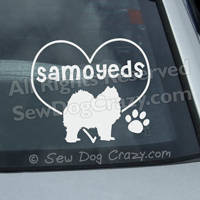 Vinyl Love Samoyeds Car Window Stickers