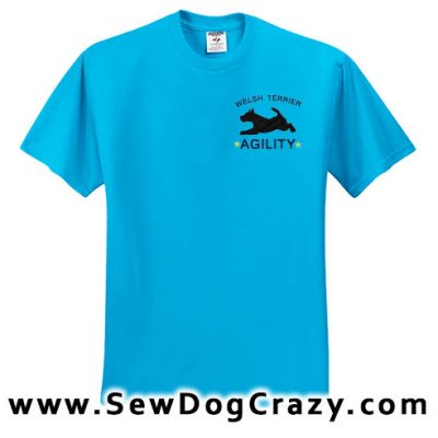 Embroidered Welsh Terrier Agility Tshirts