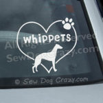 I Love Whippets Car Window Sticker