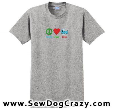 Cartoon Peace Love Dogs Tshirt