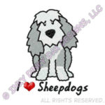 Cartoon I love Old English Sheepdog Apparel