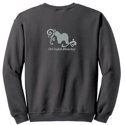 Twirly Old English Sheepdog Embroidered Sweatshirt
