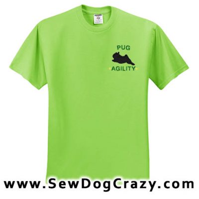 Embroidered Pug Agility Tshirts