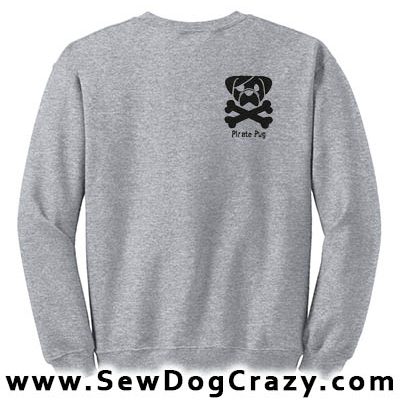 Embroidered Pirate Pug Sweatshirts