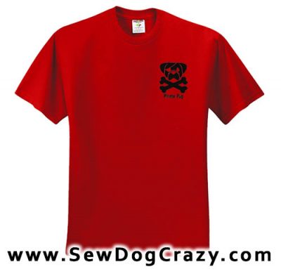 Embroidered Pug Pirate Tshirt
