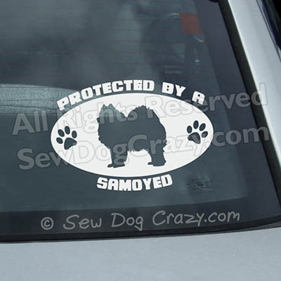 Protected by a Samoyed Window Decal