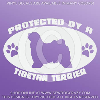 Protected by a Tibetan Terrier Car Decal