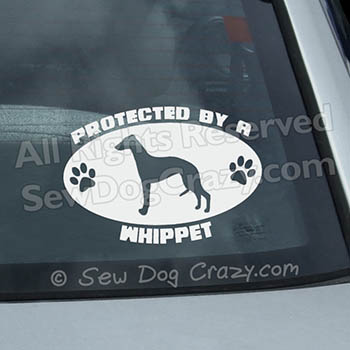 Protected by a Whippet Car Window Sticker