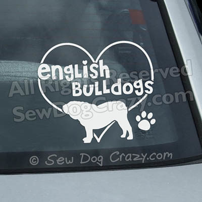 Love Bulldogs Car Window Stickers