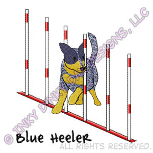 Blue Heeler Weave Poles Embroidery