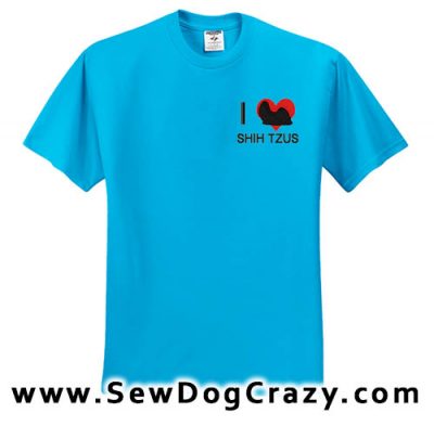 Embroidered I Love Shih Tzus Tees